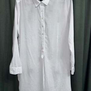 NYDJ White 100% Cotton Long Sleeve Button Up Tunic Shirt Blouse Size M
